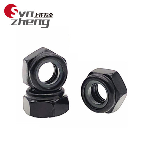 M2M2.5M3M4M5M6M8M10M12 iron galvanized black nylon lock nut black zinc hexagonal lock nut