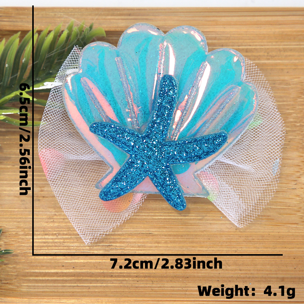 Cartoon shell starfish clip de pelo tema mar decoración de fiesta de cumpleaños clip de pelo borde clip de sequela clip de pelo