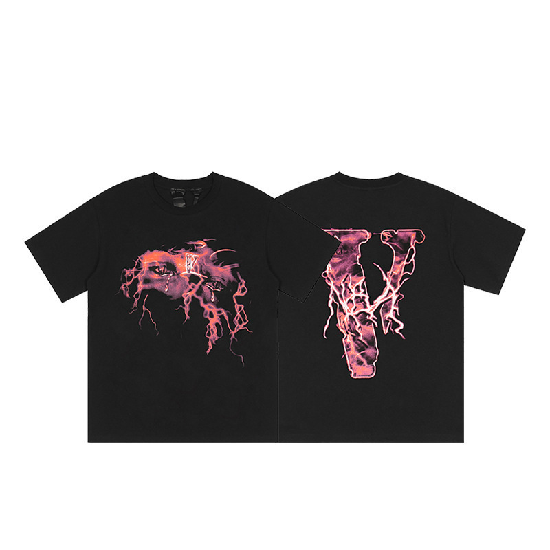 外単VLONE FOG潮牌大v字母Logo桜半袖スケッチ刺繍唇印落書きプリントtシャツ|undefined