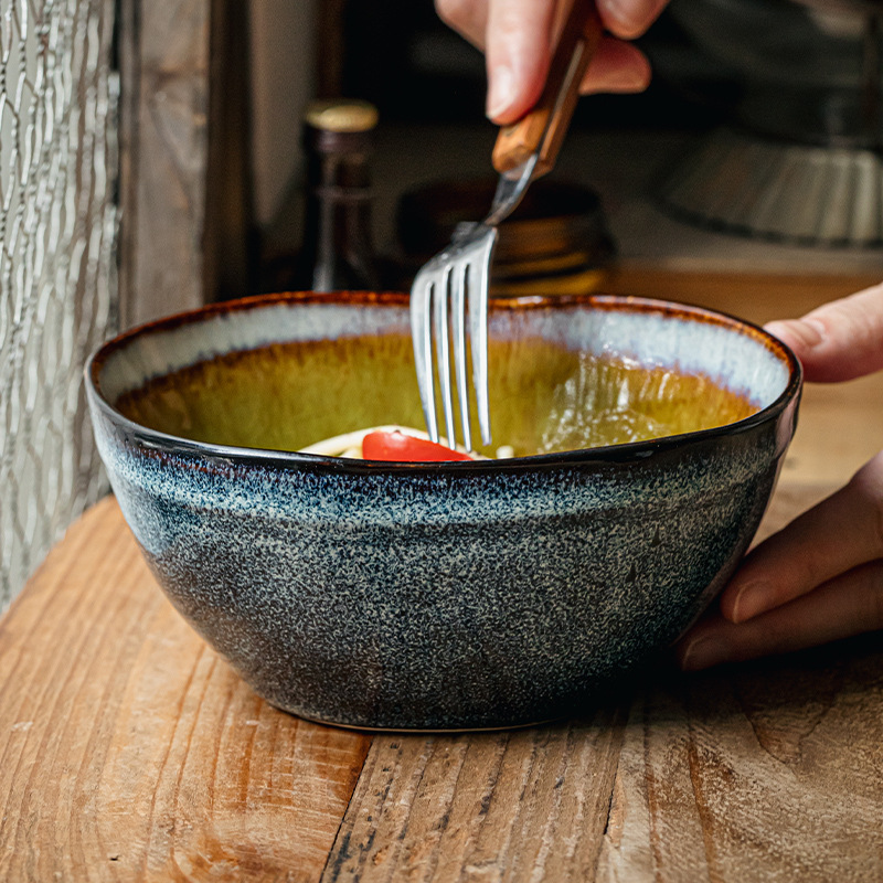 Kun Lan bonito tazón retro irregular tazón de arroz helado esmalte de cerámica frutas tazón de forma especial exportación transfronteriza