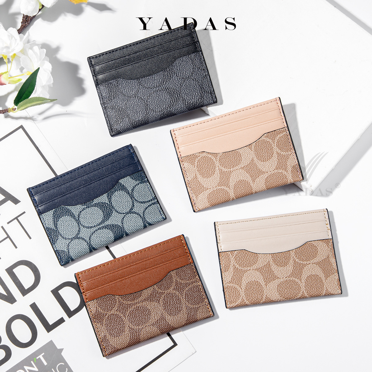 YADAS nuevo paquete de tarjetas de cremallera impresión oval patrón antiguo de moda multi tarjeta damas fábrica PU bolsa de tarjetas al por mayor