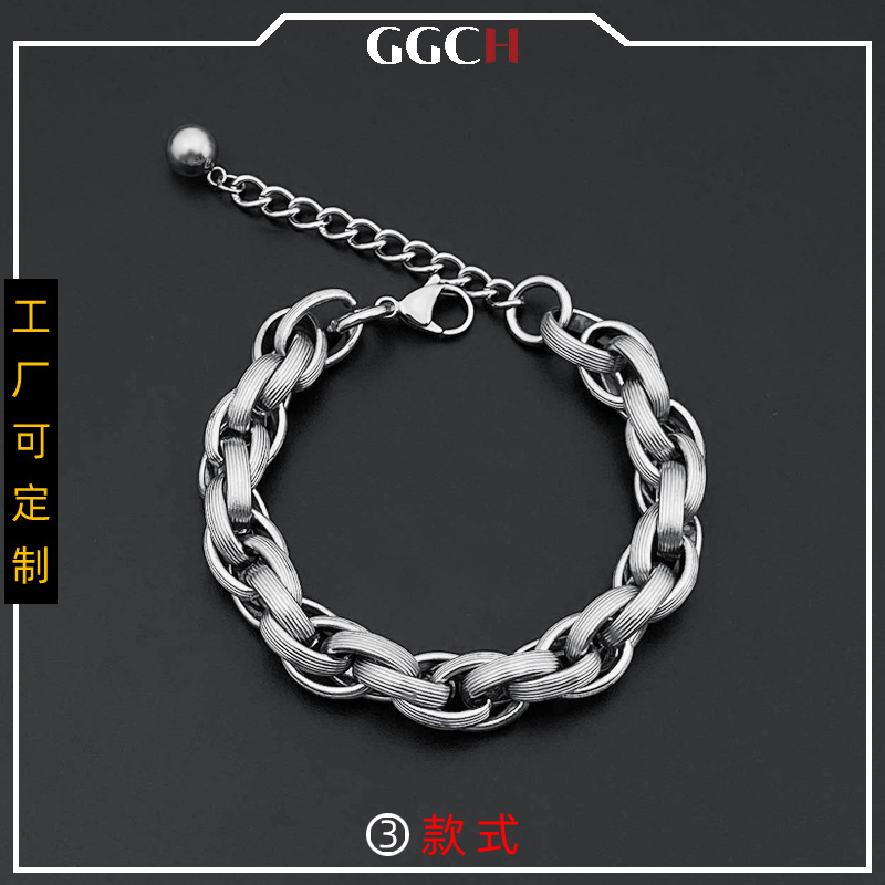 GGCH Men's Bracelet Titanium Steel Aggressive Fitness Coarse Bracelet European and American Jewelry Multi-faceted Fashion Bracelet Factory Outlet