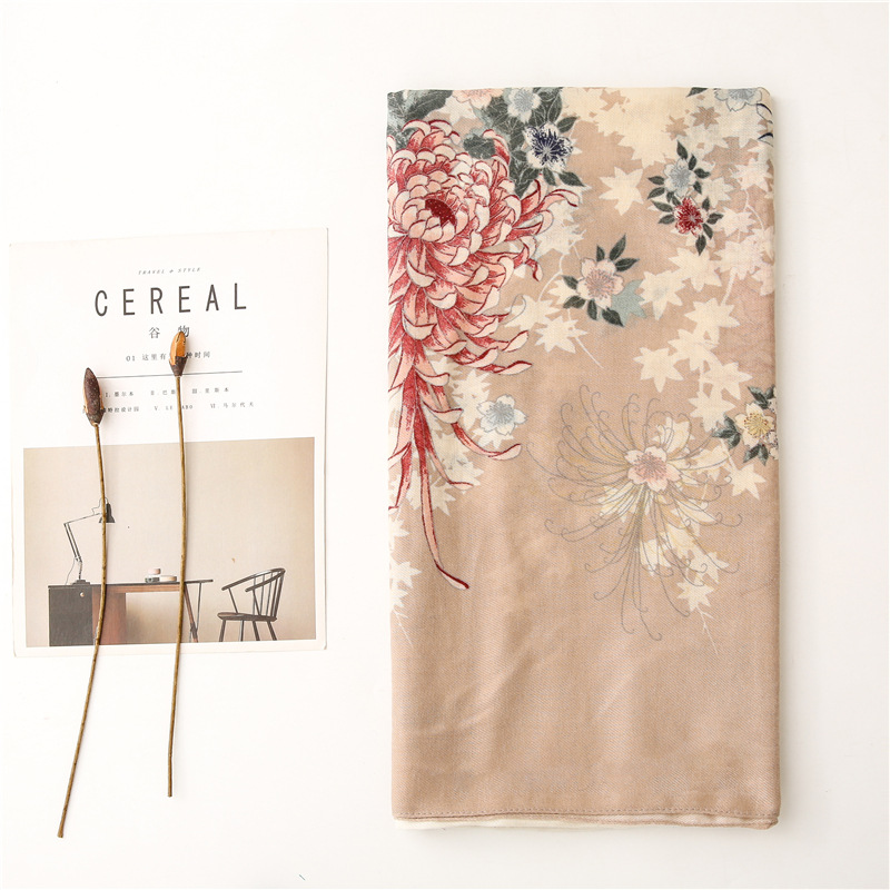200g Weight Indoor Occasion Stripe Pattern Women'S Gender Elegant Style Retro Korean Style Fashion Printing Scarf 无