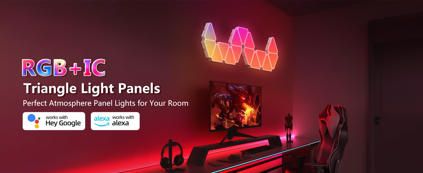 Smart light board, rhythm music, quantum light, triangle light, gaming atmosphere light, wall light, night light_voghion.com
