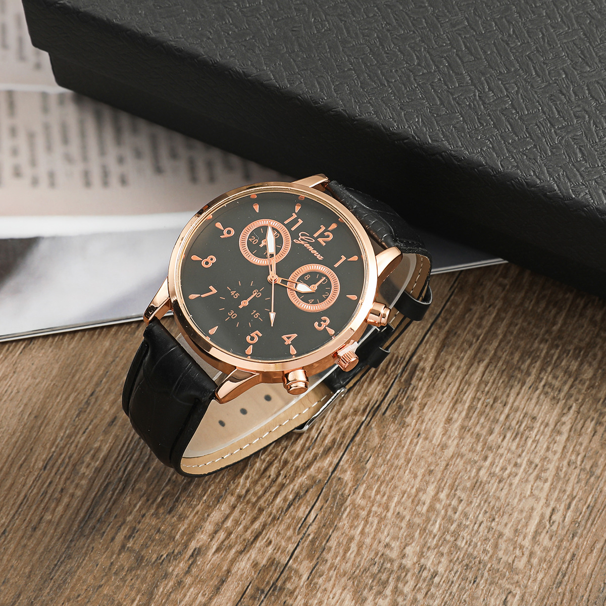 Date, Tea Party Occasion Business Solid Color Buckle Quartz Men's Watches