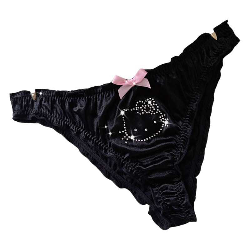 Girl's Dream Kitty diamante satinado brillante escritos de las mujeres del estiramiento sexy Tanga