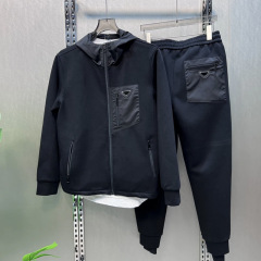 秋の新型の軽豪華な帽子とカジュアルなスーツの男性のファッション的なファスナーのポケットの潮流の百合の衛衣のズボンの2つのセット