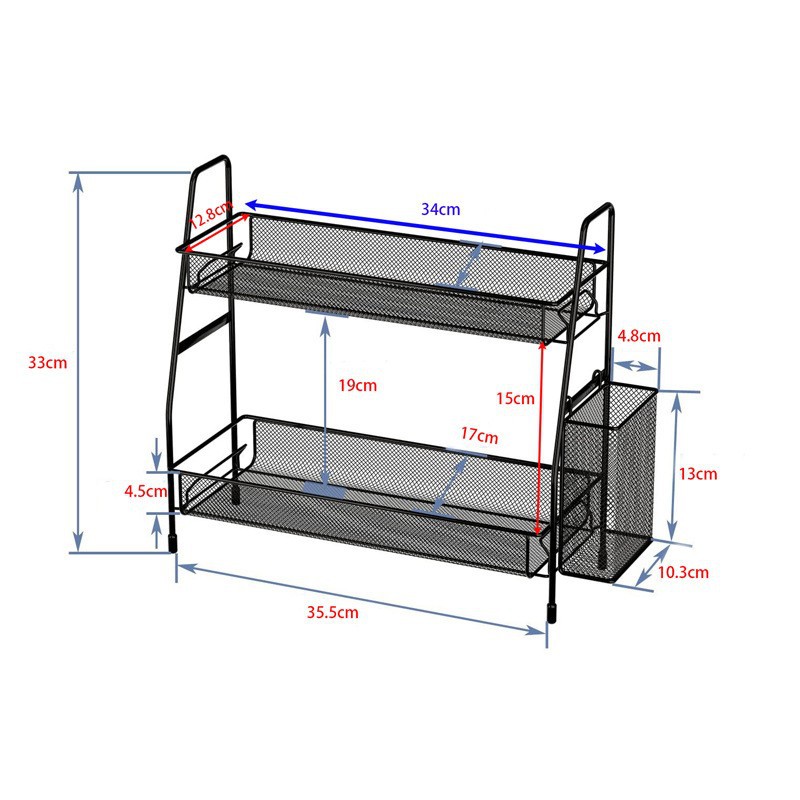 Estante de almacenamiento de hierro forjado estante de almacenamiento de doble capa desmontable estante de condimento de cocina estante de acabado de cosméticos de baño
