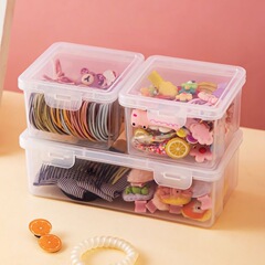 子供用のひもの収納箱のカードの皮の筋の女の子の赤ちゃんの収納の頭の飾りの蓋の透明なアクセサリのアクセサリーの箱