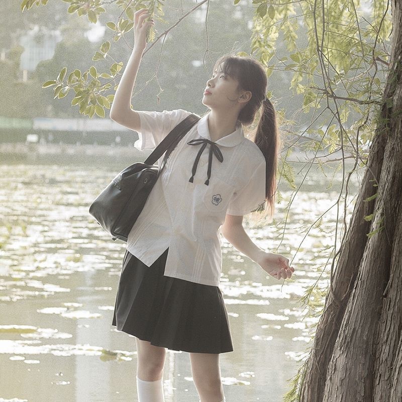 台湾学生服セット中学生 JK 制服白シャツアコーディオンプリーツ高校カレッジスタイル卒業クラス制服夏|undefined