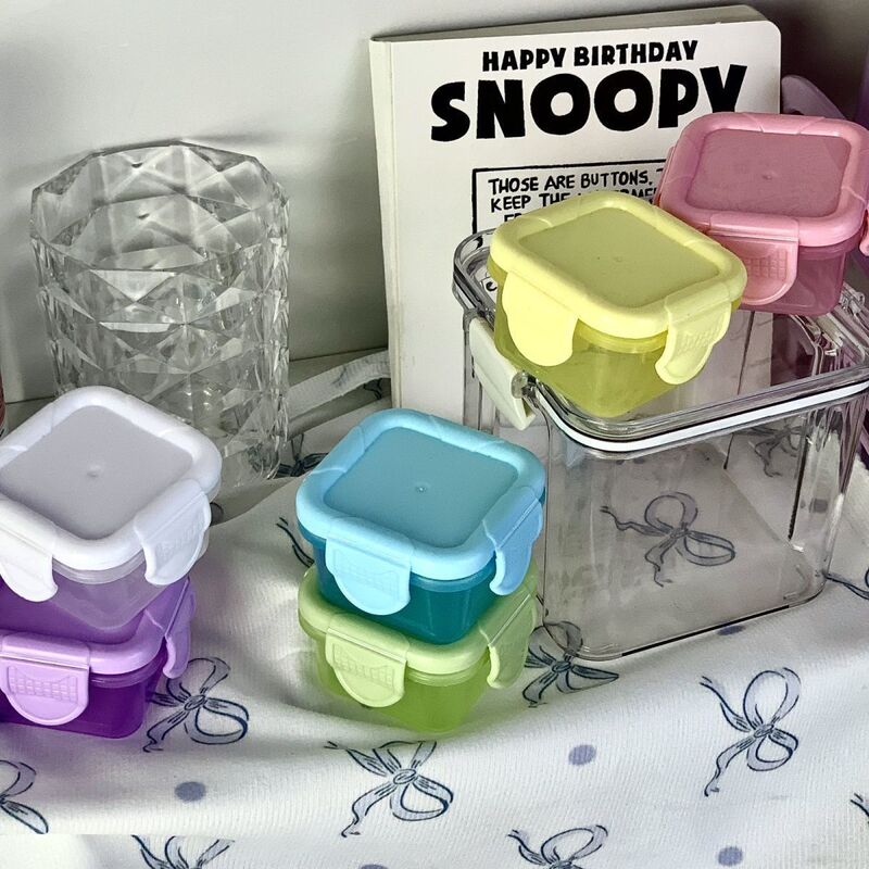 Macaron Crisper Mini Storage Box Cute Earring Storage Food Grade Sealed Jar Jewelry Earplug Storage Box