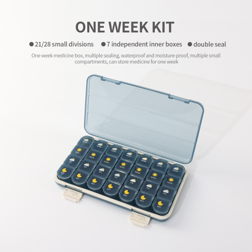 Cross-border Amazon popular medicine box, seven days a week, 21 compartments and 28 compartments, large-capacity removable elderly medicine dispensing box