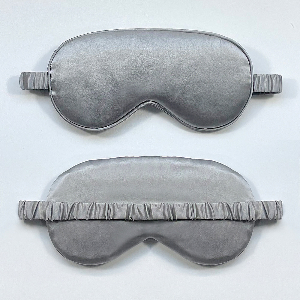 Spot máscara de ojos sombreada de seda de imitación de doble cara soporte logotipo de impresión de seda de morera máscara de ojos con incrustaciones de tedina de intestino grueso