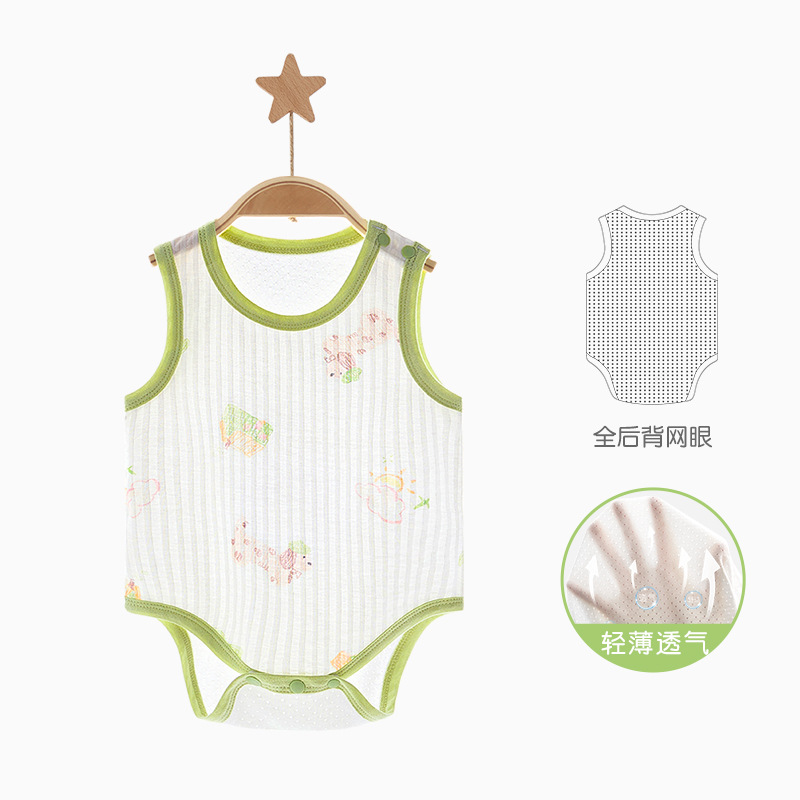 Ropa de verano para bebé recién nacido, unisex, pijama fino y transpirable, mono triangular, conjunto de verano para bebé image 9