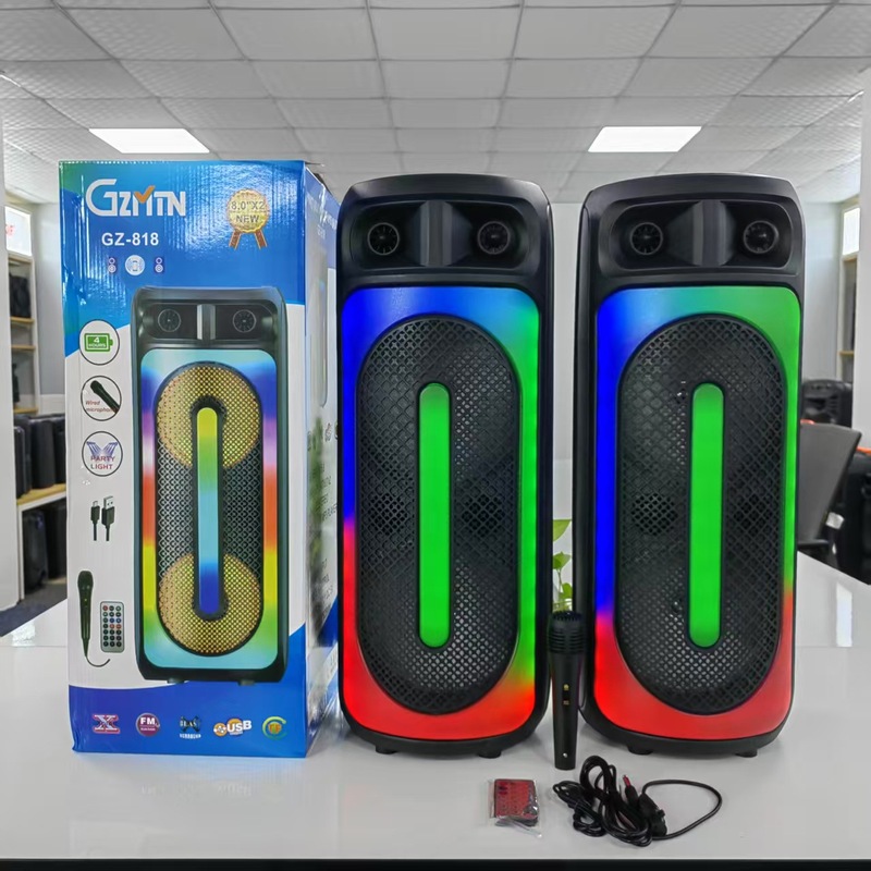 Sxqf工場の新型卸売ブルートゥーススピーカーの私型携帯用ダブル8インチ広場舞移動ledライトスポット音響|undefined