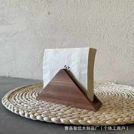 简约木质纸巾架创意咖啡厅餐厅三角形纸巾整理盒立式餐巾纸收纳架