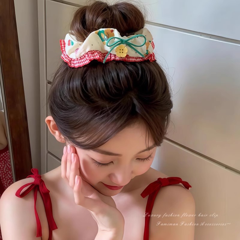 Botón borde de encaje anillo de cabello de intestino para mujeres 2025 nuevo cabello de cabello de alta resistencia cabello de banda de goma duradera