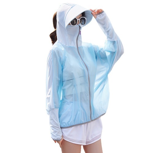 Prince Lulu Summer Cooling Dual-Color Sun Protection Jacket for Women: All-Around UV-Protective Clothing to Shield Face and More