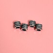 S925纯银螺纹圆环隔珠藏银串珠通体银饰配件DIY手绳编绳桶珠散珠