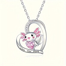 新款简约女孩可爱甜美卡通动物拥抱爱心 项链 耳环首饰套装