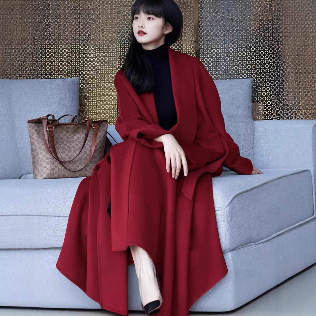 2024秋冬新品近4米用料！纸片人慵懒羊绒超大裙摆双面羊绒大衣长