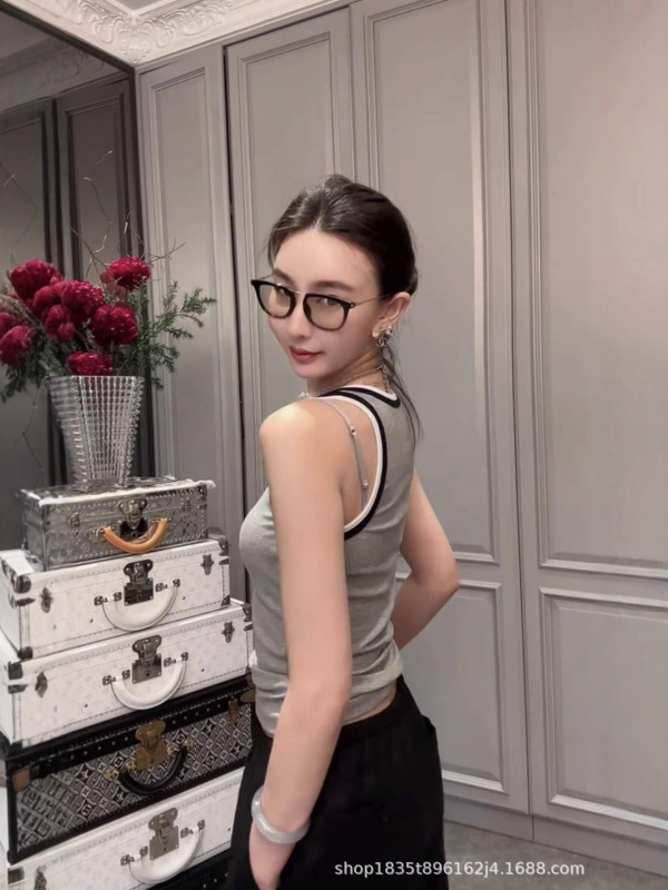 撞色拼接U领无袖背心女欧洲站2025早秋新款欧货女装洋气打底衫潮|undefined