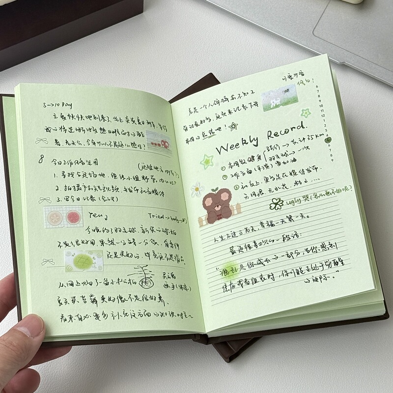 薄荷巧克力A6手帐本绿色内页小众高颜值ins学生日程记事笔记本子|undefined