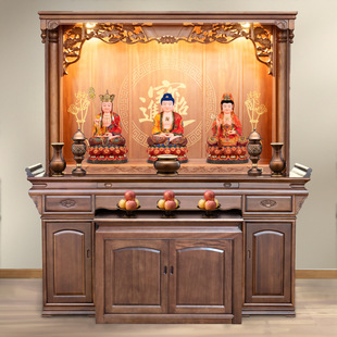 Solid Wood Worship Table Buddha Table Home New Chinese Modern Light Luxury Buddha Niche Living Room God of Wealth Incense Case Worship Table Nunestra Buddha Cabinet