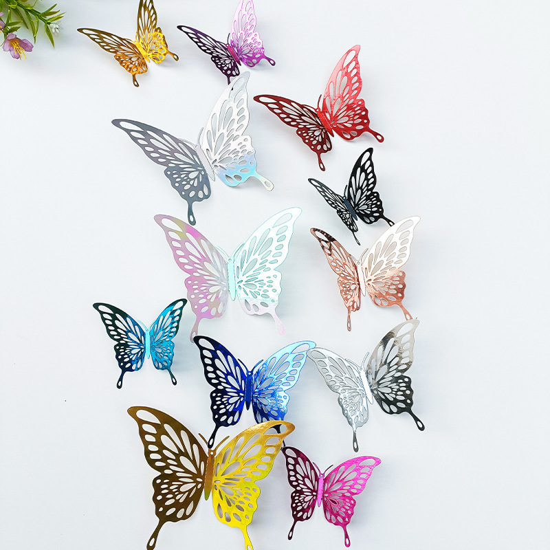 Manufacturer Custom-Made 3D Hollow-Out Realistic Butterfly Self-Adhesive Wall Stickers for Wall Decoration in Living Room and Bedroom, Suitable for Home Use