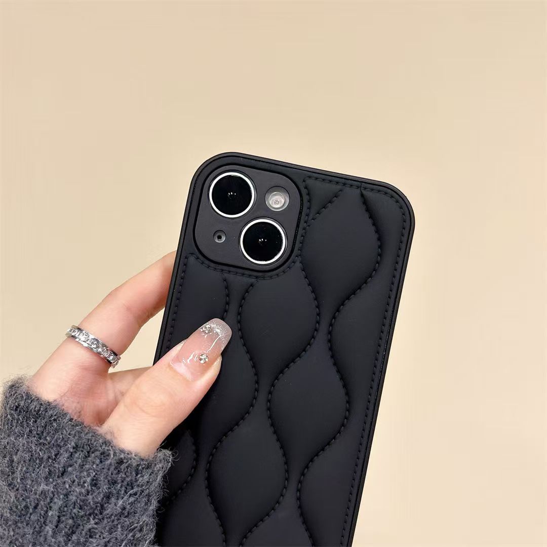 Custodia per telefono a tinta unita tipo giacca imbottita, adatta per iPhone 17, iPhone 15 Pro Max, copertura completa per Huawei, autunno e inverno_voghion.com