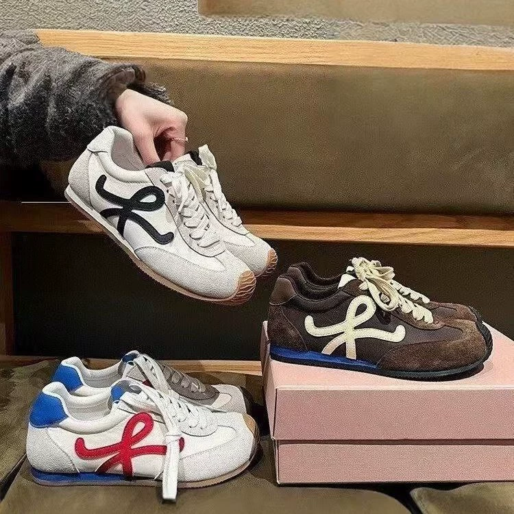 Source Factory Forrest Gump Shoes for women 2025 Spring New Waffle Ballet Casual Shoes Retro Thick Sole Color Bundle German Training Shoes