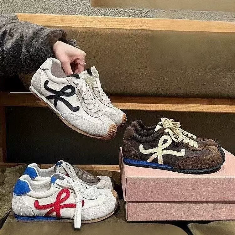 Source Factory Forrest Gump Shoes for women 2025 Spring New Waffle Ballet Casual Shoes Retro Thick Sole Color Bundle German Training Shoes