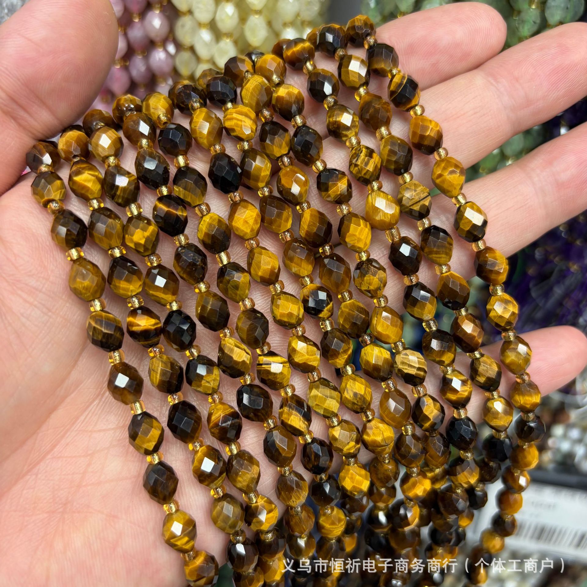 Natural stone 6x8mm rice-shaped crystal tiger's eye agate faceted loose beads, spacer beads, DIY bracelet and necklace accessories, wholesale