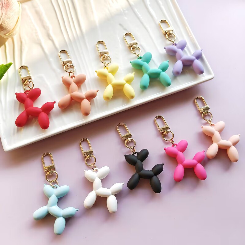Candy color cute rubber ball dog key chain small pendant creative bag doll pendant diy jewelry gift