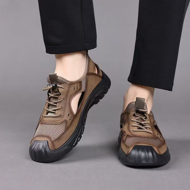 Baotou sandalias para hombres zapatos de playa zapatos casuales de malla para hombres huecos de moda zapatos deportivos transpirables cómodos zapatos para hombres