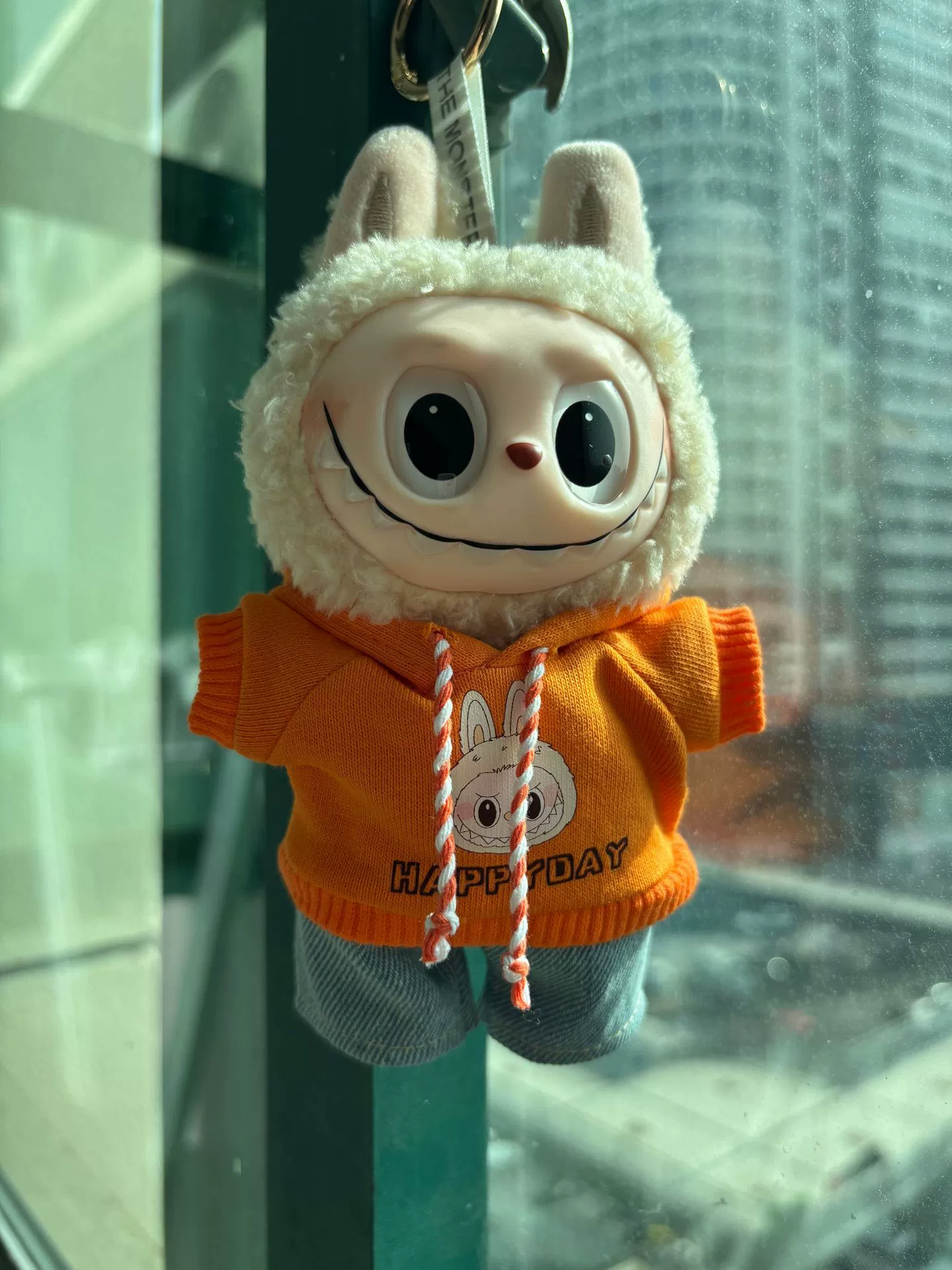 Одежда куклы Только] Labu Bud Doll Clothes Glue Blind Box Pendant Doll Clothes Overalls Macaron 17cmLABUBU