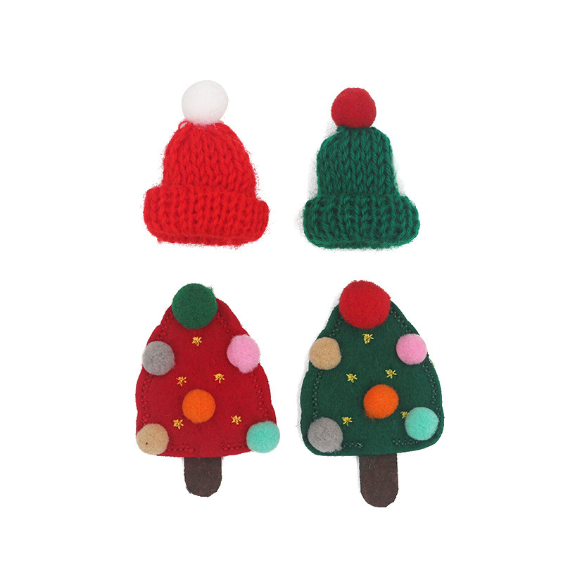 クリスマスツリー漫画生地カラフルなクリスマスツリーウールフィンガーハット diy 帽子アクセサリーブローチ靴と靴下バッグアクセサリー|undefined