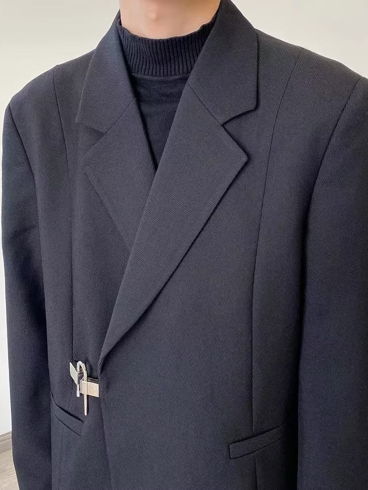 Chaqueta de traje con sentido de diseño con bloqueo de bolsillo para hombre de moda