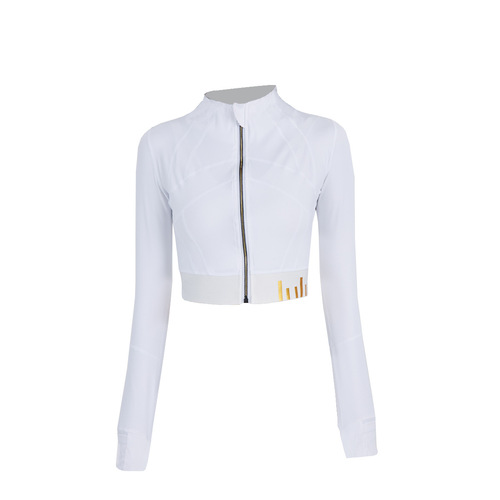 New Women's Sport Def*ne Jacket Short Sleeve, Revealing Navel, Double-Sided Fleece, Casual Running Fitness Outerwear