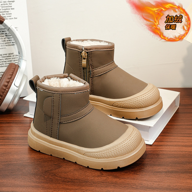 Niños botas de nieve de invierno 2025 nuevas botas de algodón cálidas de lana para niñas botas de algodón impermeables zapatos de algodón para niños