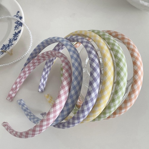 New cream plaid hairband, retro girl hairpin, sweet and versatile face wash headband, Japanese and Korean style headwear and hair accessories
