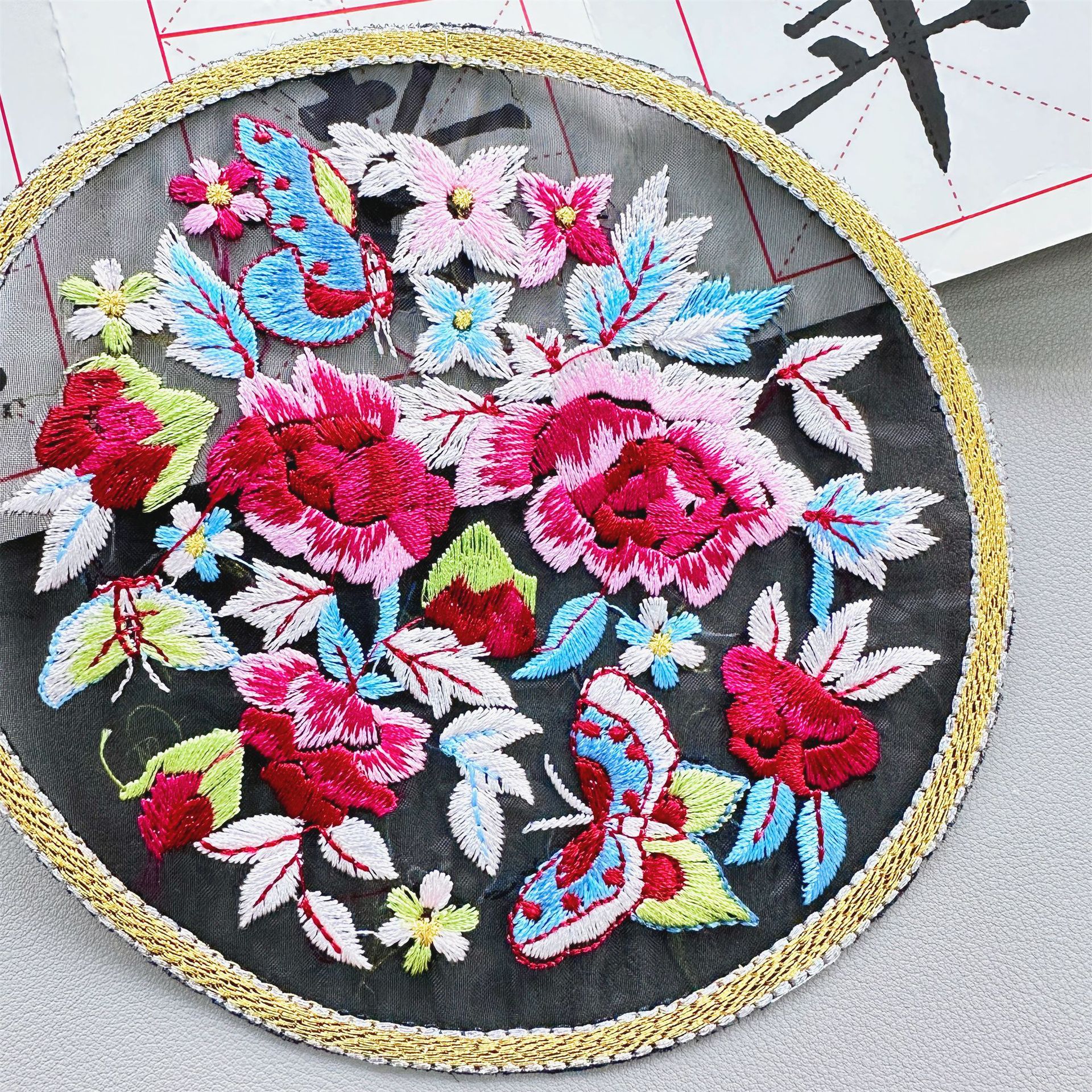 Venta caliente directa de fábrica estilo étnico flor malla bordado pegatinas tela antiguo traje hanfu DIY parche apliques Accesorios image 2