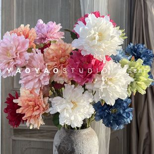3-head hibiscus peony home decoration hotel window table decoration floral design model room furnishings fake flowers
