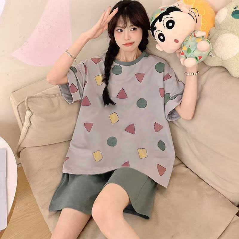Pijama mujer verano suelto talla grande dulce y lindo estudiante pantalones cortos de manga corta se pueden usar trajes de servicio a domicilio coreanos