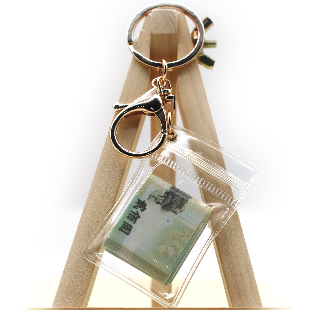 Simulación de dólar de Taiwán, dólar estadounidense, libra, won coreano, moneda indonesia, llavero, colgante de billetes de papel, medalla de oro, colgante de barra de oro, máquina de bebé