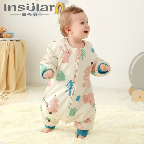 Yinxiuli Cotton Sleeping Bag Baby Autumn Split Legs Autumn and Winter Thickened Children's Anti-Kick Quilt Baby Sleeping Bag Cross-Border Wholesale