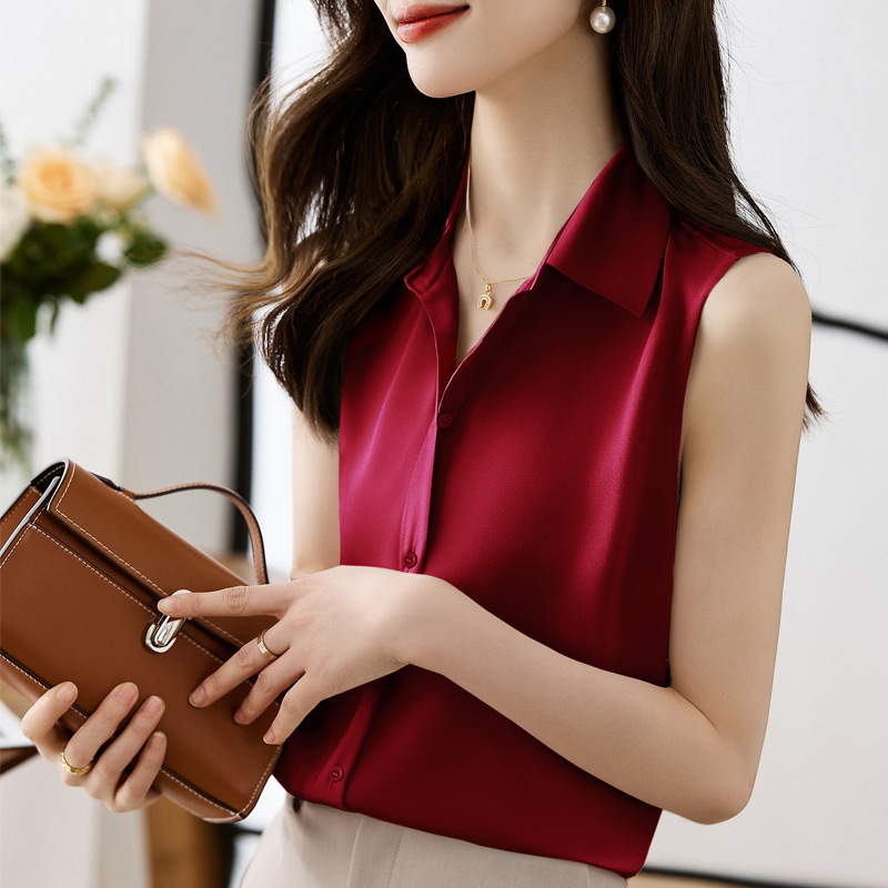 Hangzhou Heavy Silk Sleeveless Shirt for Women 2026 Summer New Fashion Stylish Versatile Shirt Non-Iron Blouse