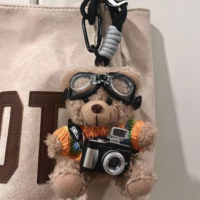 高見えカメラクマキーホルダーバッグペンダントスクールバッグペンダントインスタイルカップルギフト女の子|undefined