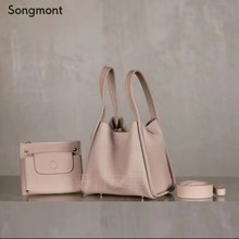 Songmont山下有松中号新款菜篮子包新版锁扣水桶包大容量手提包崧