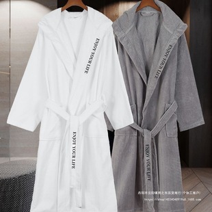 Hotel Quick-Drying Extended Absorbent Five-Ankle Couple Hooded Pure Cotton Bathrobe Bathrobe Bathrobe